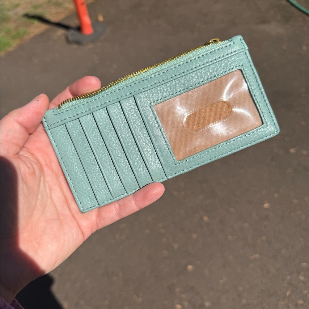 HOBO Mint Green and Tan Carte Card Holder Wallet